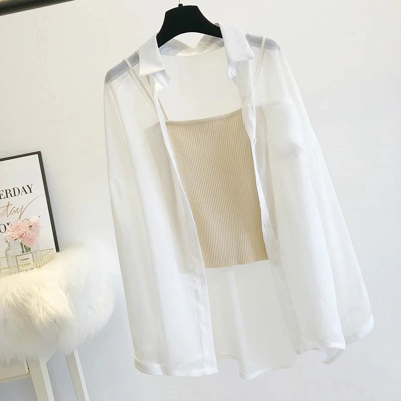Women Thin Coat Casual Summer Sun Protection Clothes Female Cardigan Shirt Clothing Tops Blouse for Woman Loose Covers Blusa