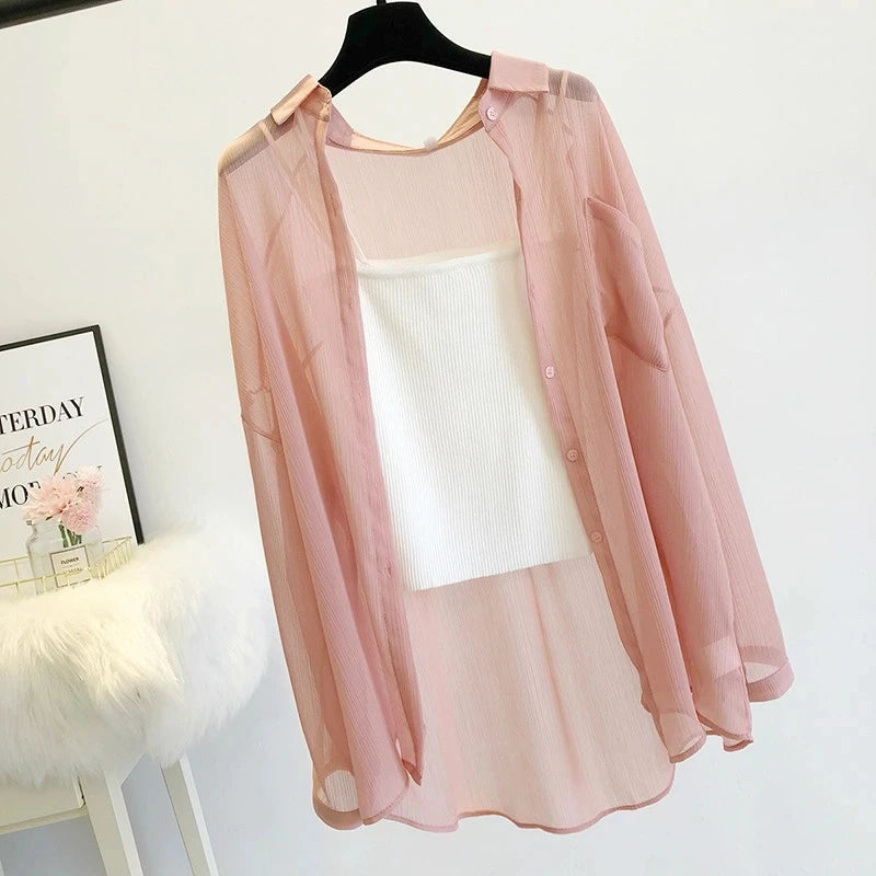 Women Thin Coat Casual Summer Sun Protection Clothes Female Cardigan Shirt Clothing Tops Blouse for Woman Loose Covers Blusa
