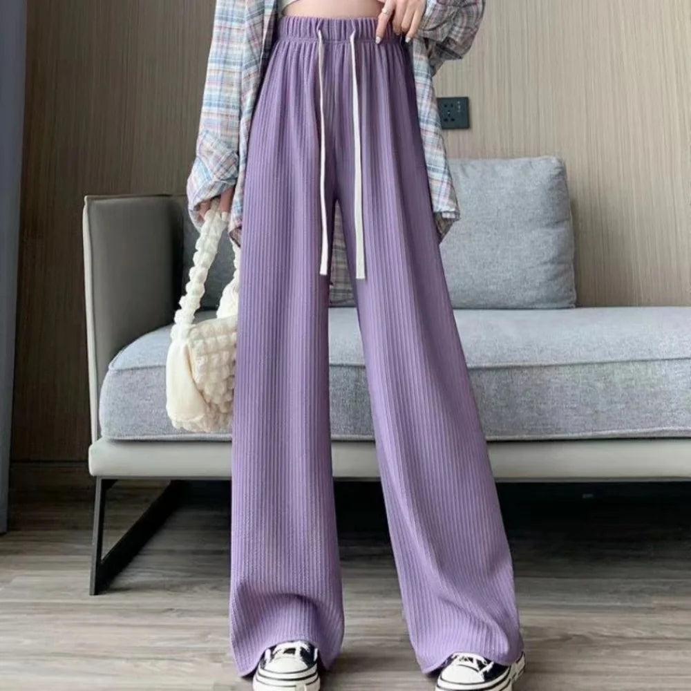 Drawstring Wide-Leg Sport Pants