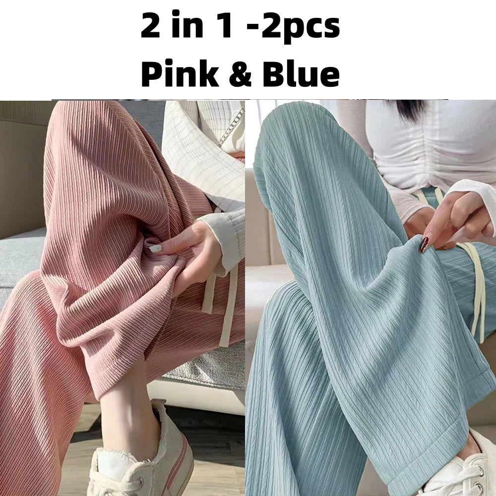 Drawstring Wide-Leg Sport Pants