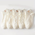 5/10/20 Pairs Women Cartoon Teddy Bear Patterned Ankle Socks Versatile Fashionable Creative Breathable Comfortable Casual Socks