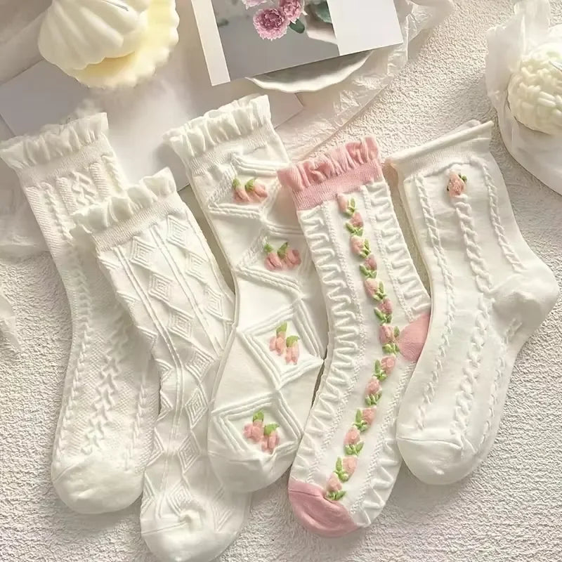 5/10/20 Pairs Women Cartoon Teddy Bear Patterned Ankle Socks Versatile Fashionable Creative Breathable Comfortable Casual Socks