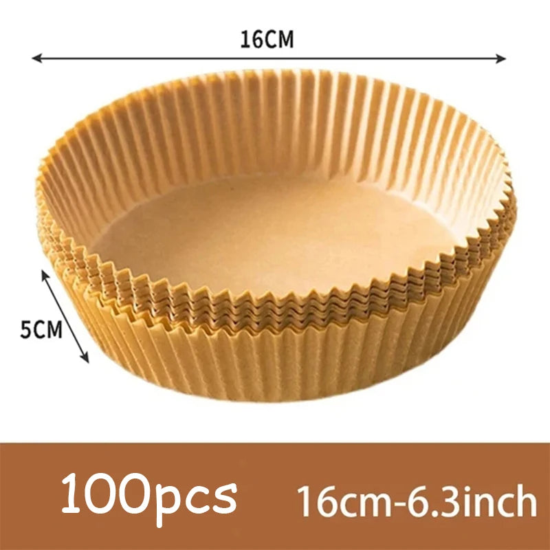 50Pcs Air Fryer Disposable Paper Non-Stick Airfryer Baking Papers Round Air-Fryer Paper Liners Paper Kitchen Accessories