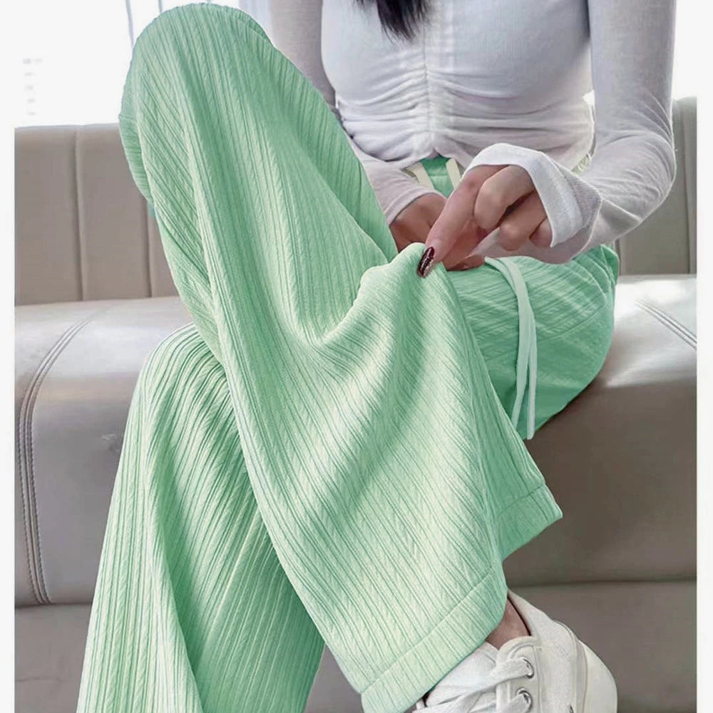 Drawstring Wide-Leg Sport Pants
