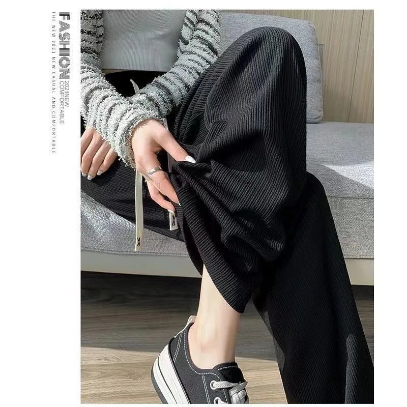 Drawstring Wide-Leg Sport Pants