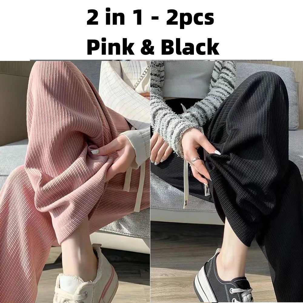 Drawstring Wide-Leg Sport Pants
