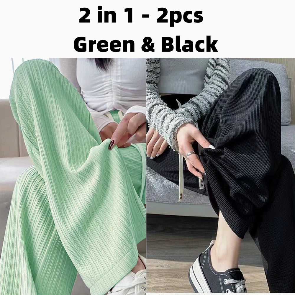 Drawstring Wide-Leg Sport Pants