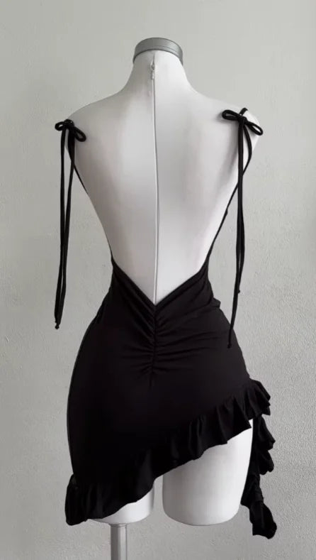 2025 popular European and American new dress with summer high-end feel Y2K sexy backless lace up spicy girl's hip hugging skirt