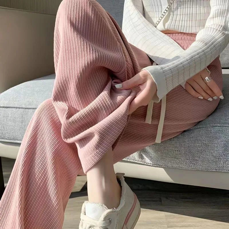 Drawstring Wide-Leg Sport Pants