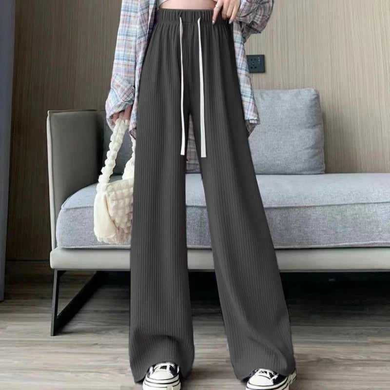 Drawstring Wide-Leg Sport Pants